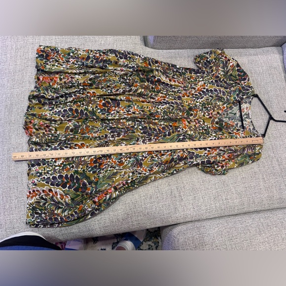 Jodifl Floral Print Olive Green Multi Colored Dress Button Down V-Neck Sz M - Picture 10 of 11